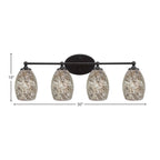 Capri Four Light Bath Bar in Matte Black with 5" Natural Fusion Shade