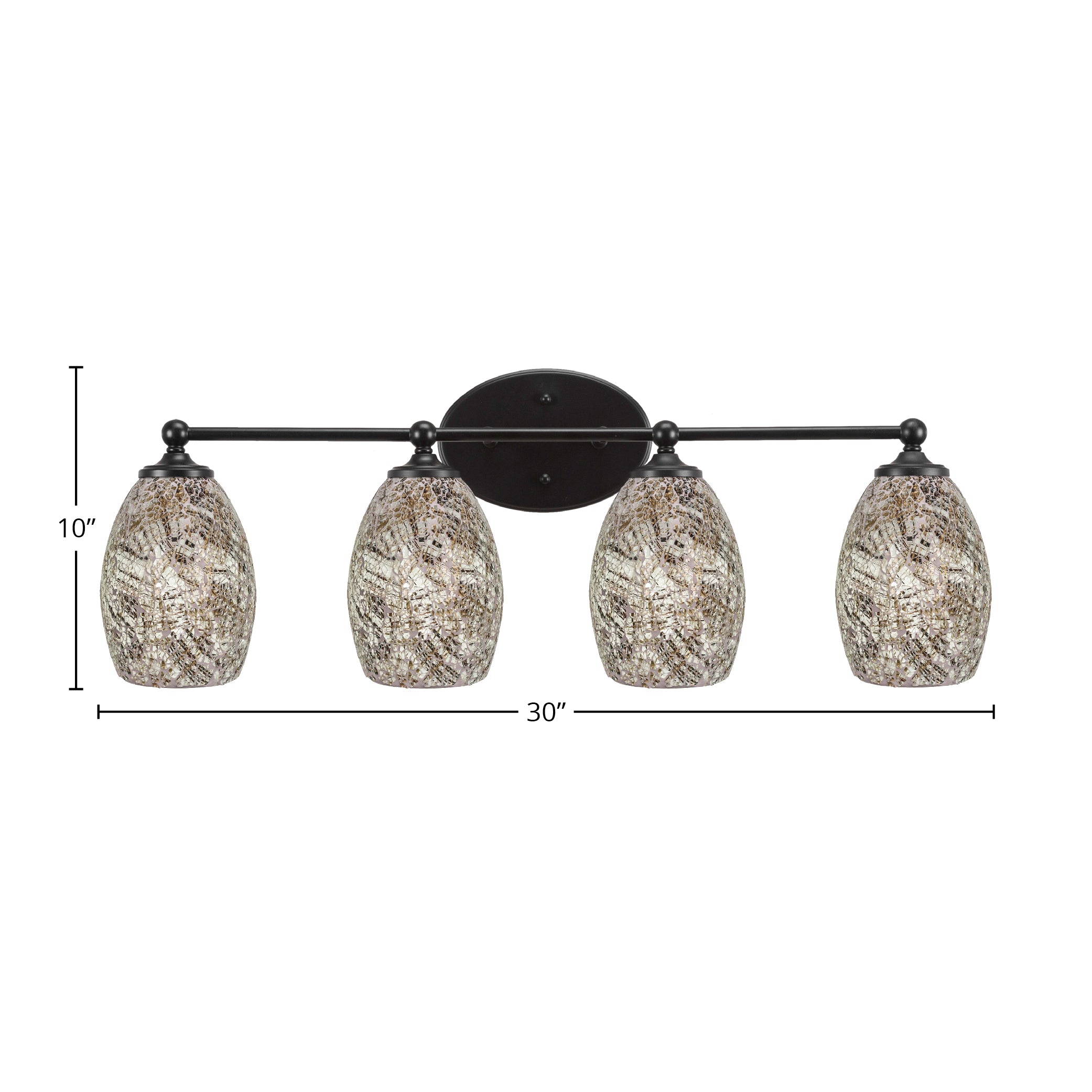 Capri Four Light Bath Bar in Matte Black with 5" Natural Fusion Shade