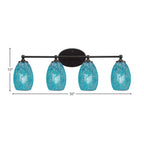 Capri Four Light Bath Bar in Matte Black with 5" Turquoise Fusion Shade