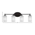 Capri Four Light Bath Bar in Matte Black with 4" Square White Muslin Shade