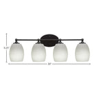 Capri Four Light Bath Bar in Matte Black with 5" White Linen Shade