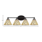 Capri Four Light Bath Bar in Matte Black with 7" Sandhill Art Glass Shade