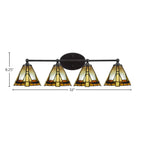 Capri Four Light Bath Bar in Matte Black with 7" Zion Art Glass Shade