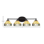 Capri Four Light Bath Bar in Matte Black with 7" Diamond Peak Art Glass Shade