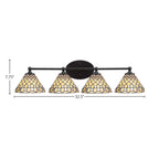 Capri Four Light Bath Bar in Matte Black with 7" Starlight Art Glass Shade