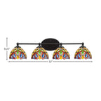 Capri Four Light Bath Bar in Matte Black with 7" Lynx Art Glass Shade