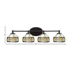 Capri Four Light Bath Bar in Matte Black with 7" Royal Merlot Art Glass Shade