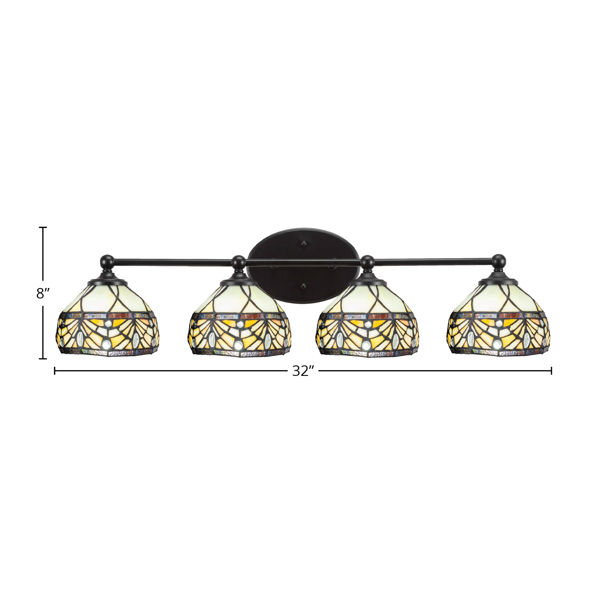 Capri Four Light Bath Bar in Matte Black with 7" Royal Merlot Art Glass Shade
