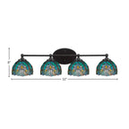 Capri Four Light Bath Bar in Matte Black with 7" Turquoise Cypress Art Glass Shade
