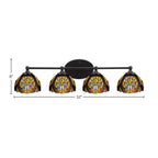 Capri Four Light Bath Bar in Matte Black with 7" Ivory Cypress Art Glass Shade