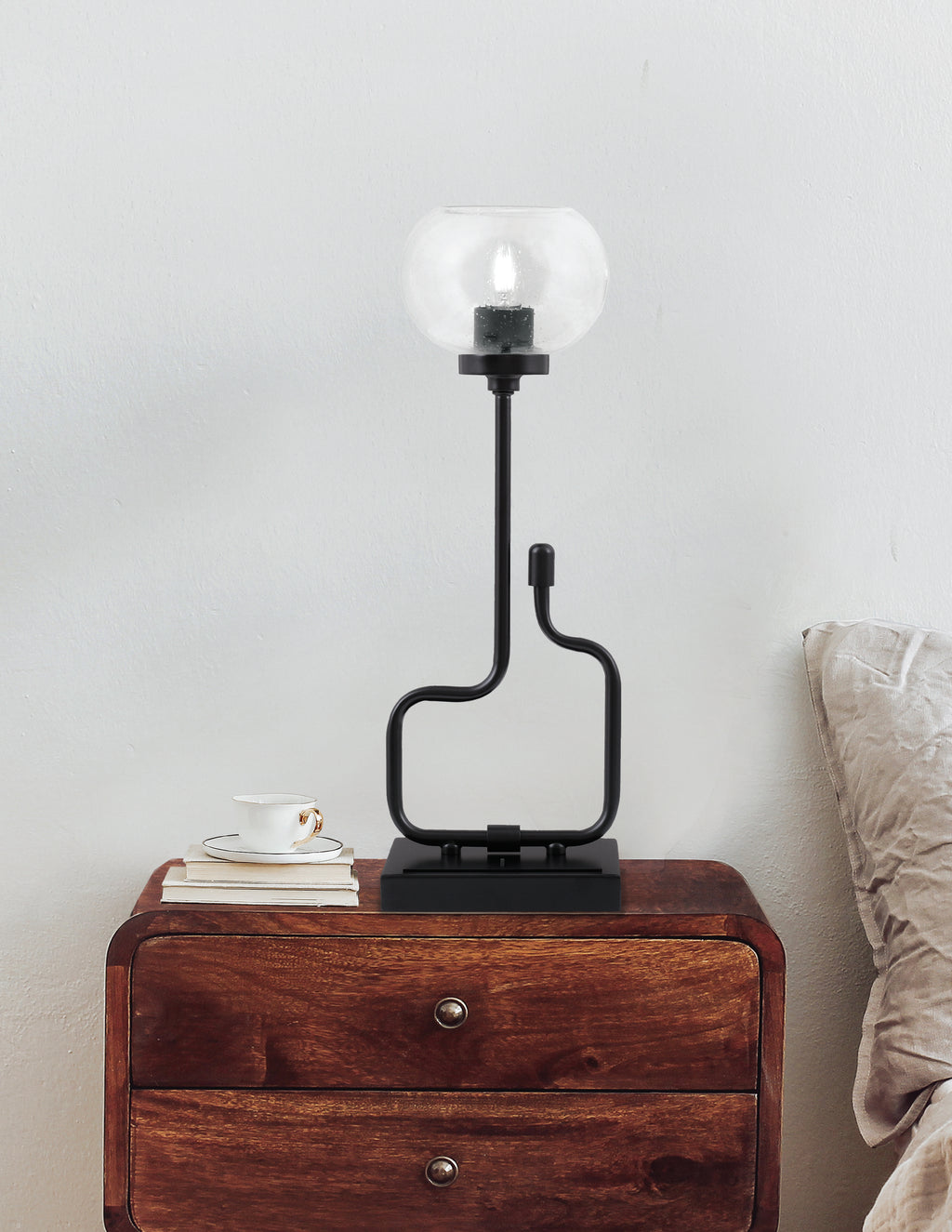 Sandia One Light Accent Lamp in Matte Black with Clear Bubble Shade