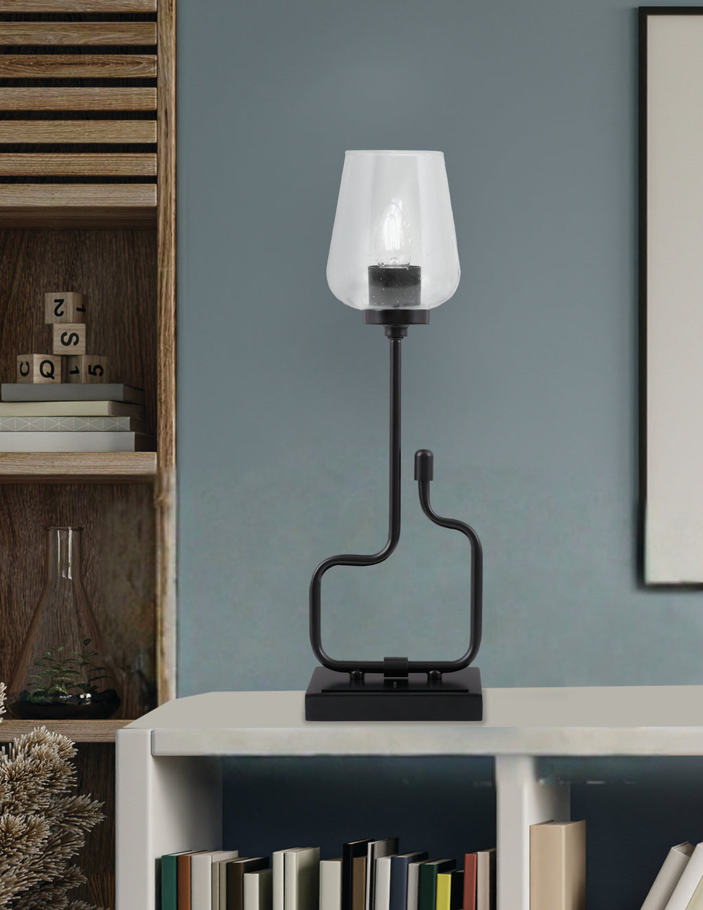 Sandia One Light Accent Lamp in Matte Black with Clear Bubble Shade