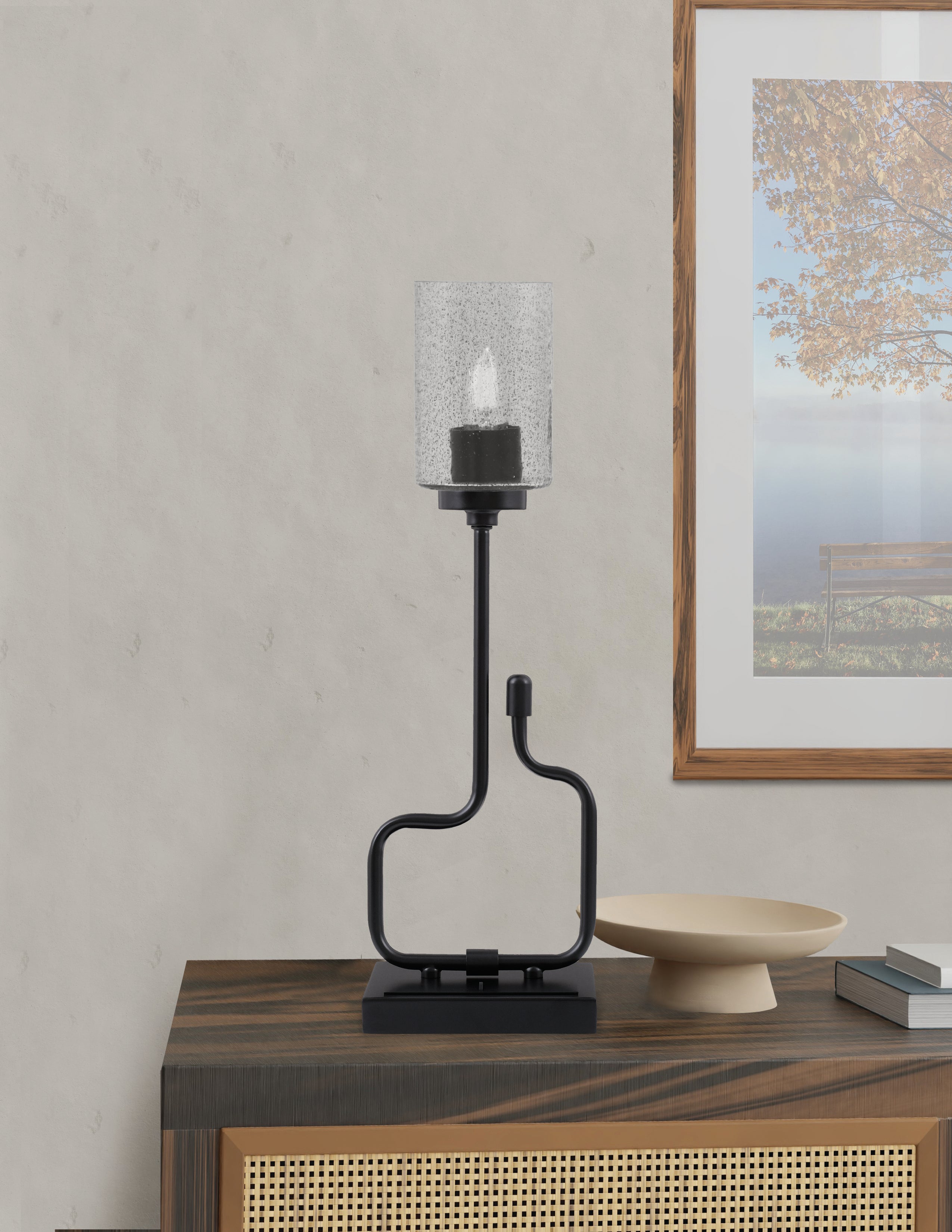 Sandia One Light Accent Lamp in Matte Black with Smoke Bubble Shade