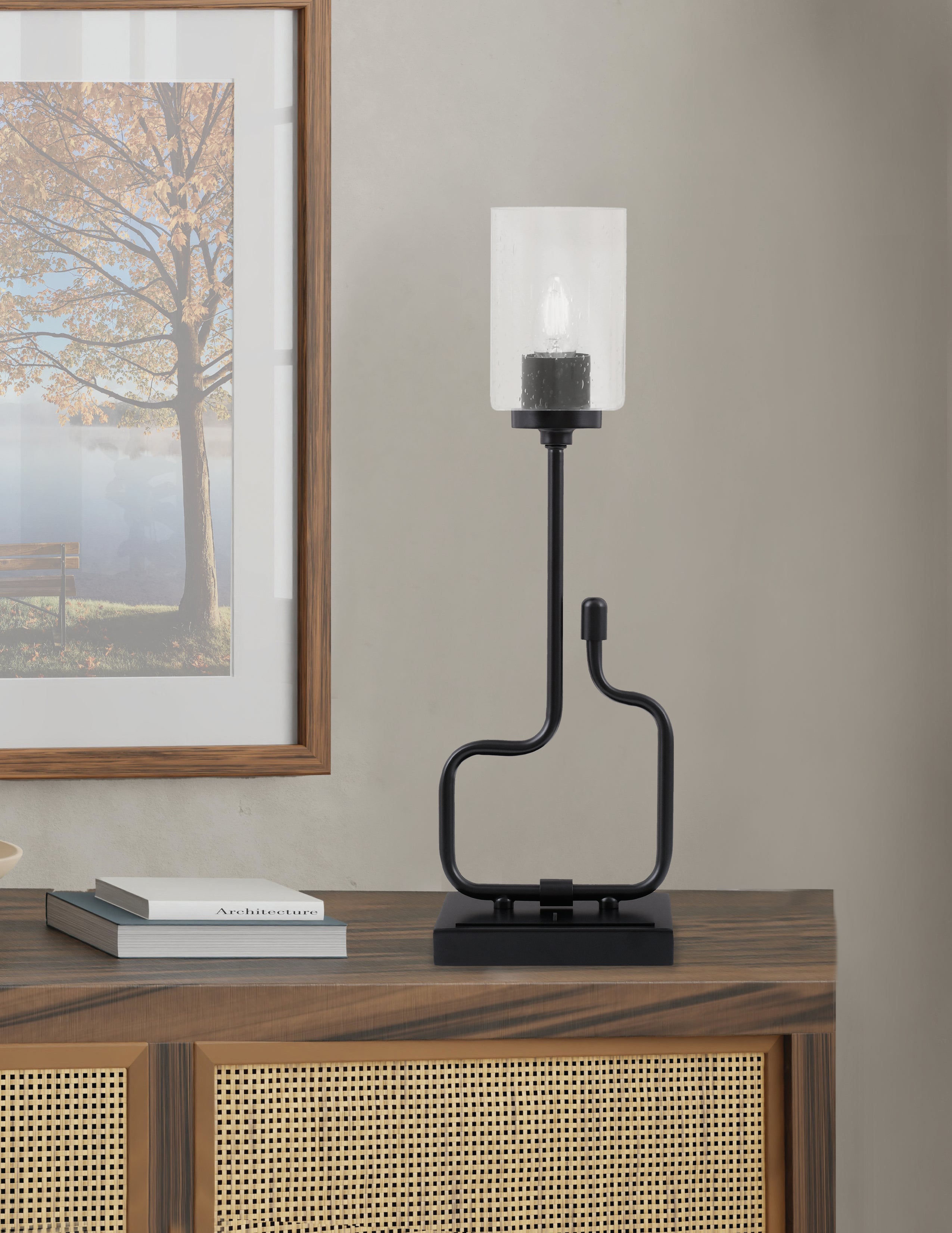 Sandia One Light Accent Lamp in Matte Black with Clear Bubble Shade