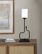 Sandia One Light Accent Lamp in Matte Black with White Muslin Shade