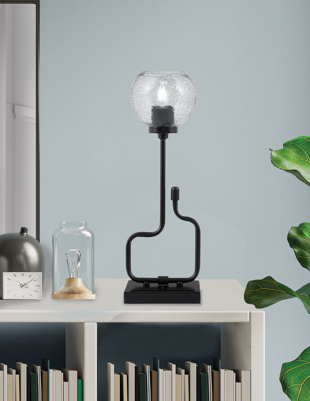 Sandia One Light Accent Lamp in Matte Black with Smoke Bubble Shade