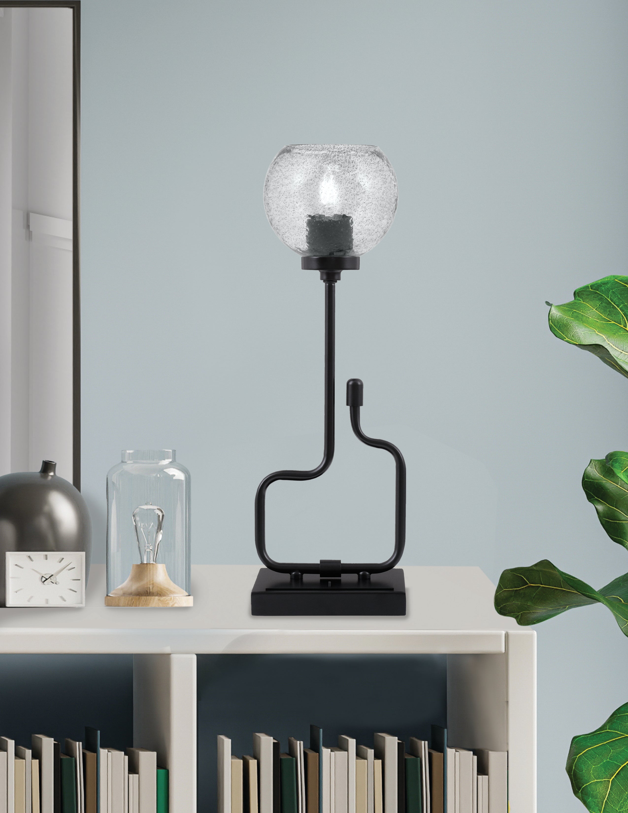 Sandia One Light Accent Lamp in Matte Black with Smoke Bubble Shade