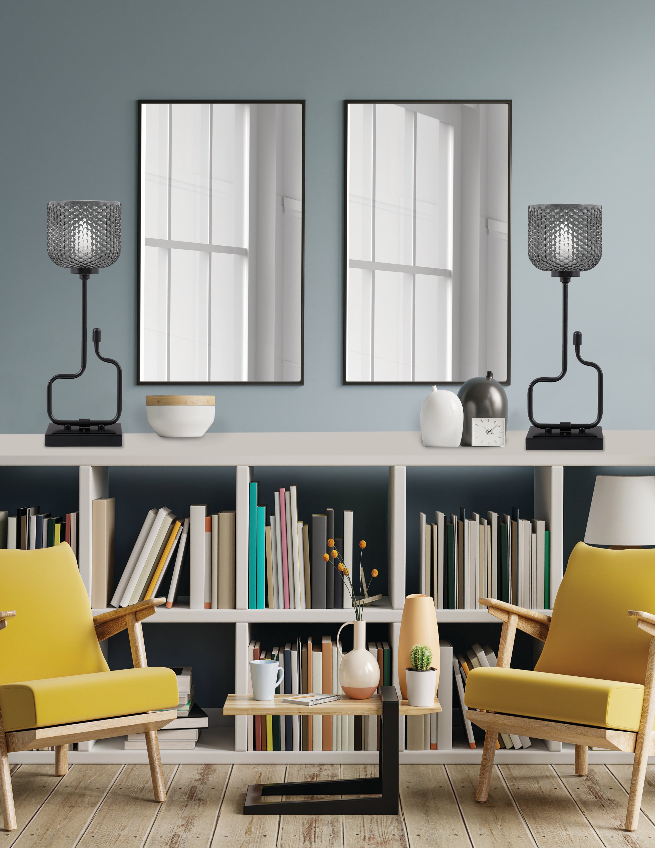 Sandia One Light Accent Lamp in Matte Black with Smoke Textured Shade
