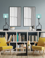 Sandia One Light Accent Lamp in Matte Black with Turquoise Textured Shade