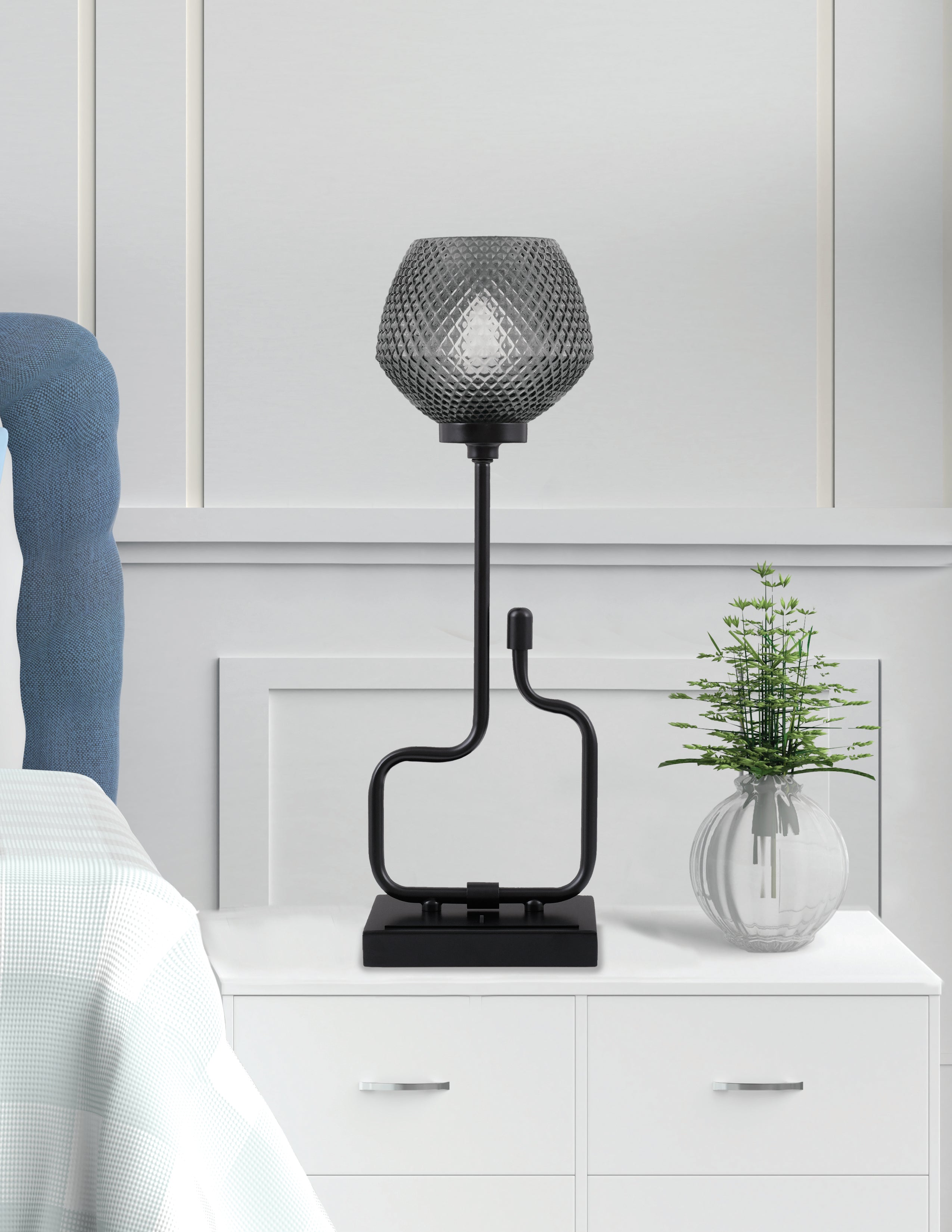 Sandia One Light Accent Lamp in Matte Black with Smoke Textured Shade