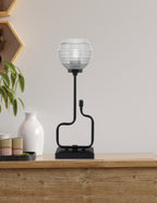 Sandia One Light Accent Lamp in Matte Black with Clear Ribbed Shade