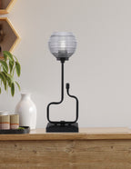 Sandia One Light Accent Lamp in Matte Black with Smoke Ribbed Shade