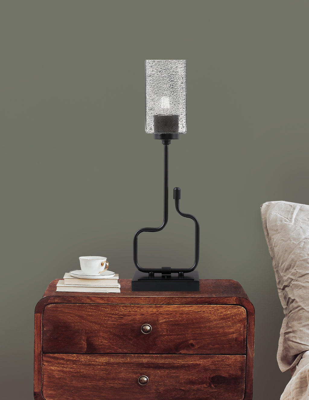 Sandia One Light Accent Lamp in Matte Black with Smoke Bubble Shade