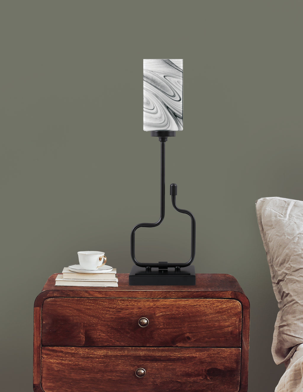 Sandia One Light Accent Lamp in Matte Black with Onyx Swirl Shade