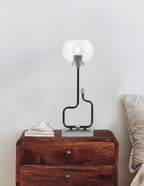 Sandia One Light Accent Lamp in Matte Black & Graphite with Clear Bubble Shade