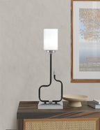 Sandia One Light Accent Lamp in Matte Black & Graphite with White Marble Shade