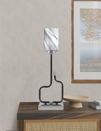 Sandia One Light Accent Lamp in Matte Black & Graphite with Onyx Swirl Shade