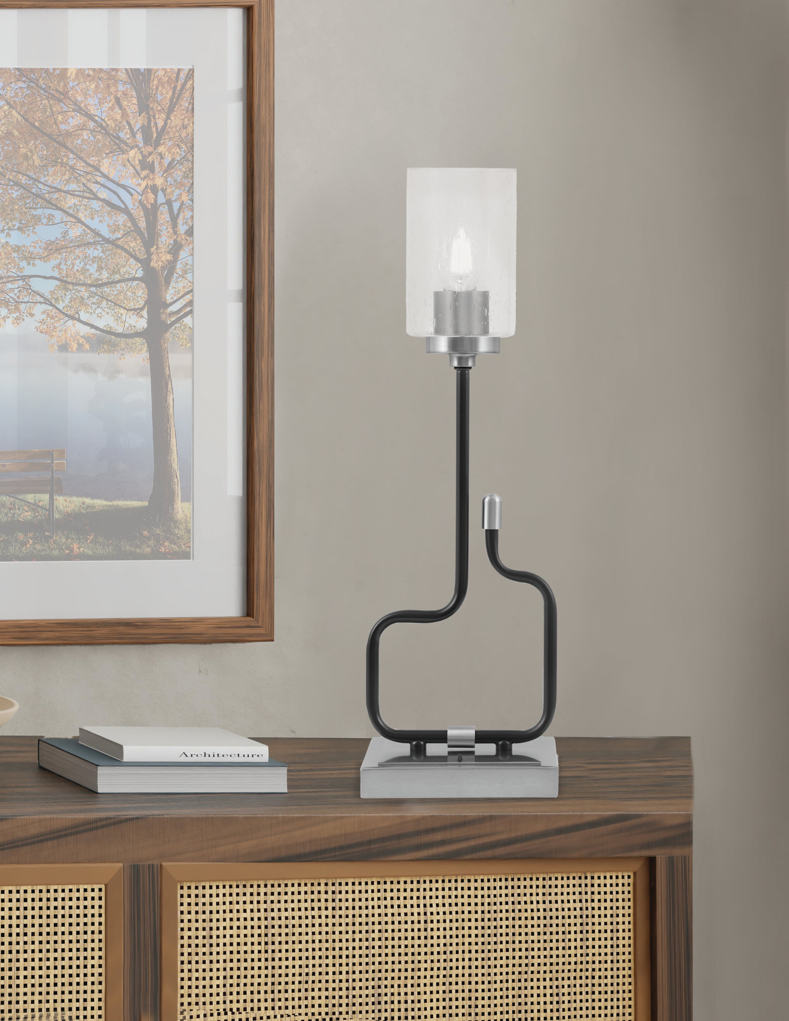 Sandia One Light Accent Lamp in Matte Black & Graphite with Clear Bubble Shade