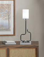 Sandia One Light Accent Lamp in Matte Black & Graphite with White Muslin Shade