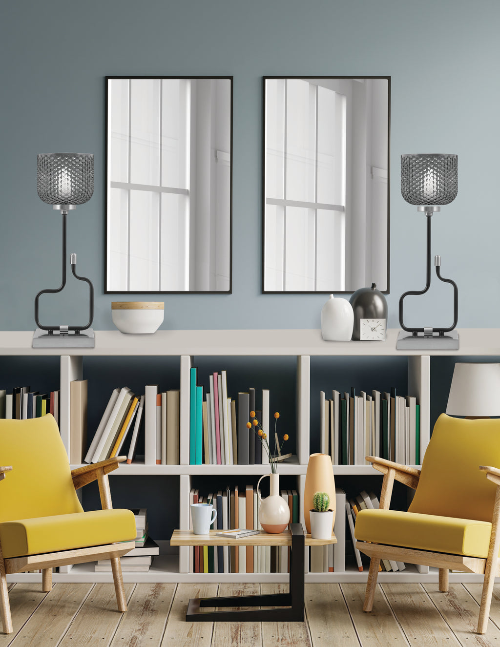 Sandia One Light Accent Lamp in Matte Black & Graphite with Smoke Textured Shade