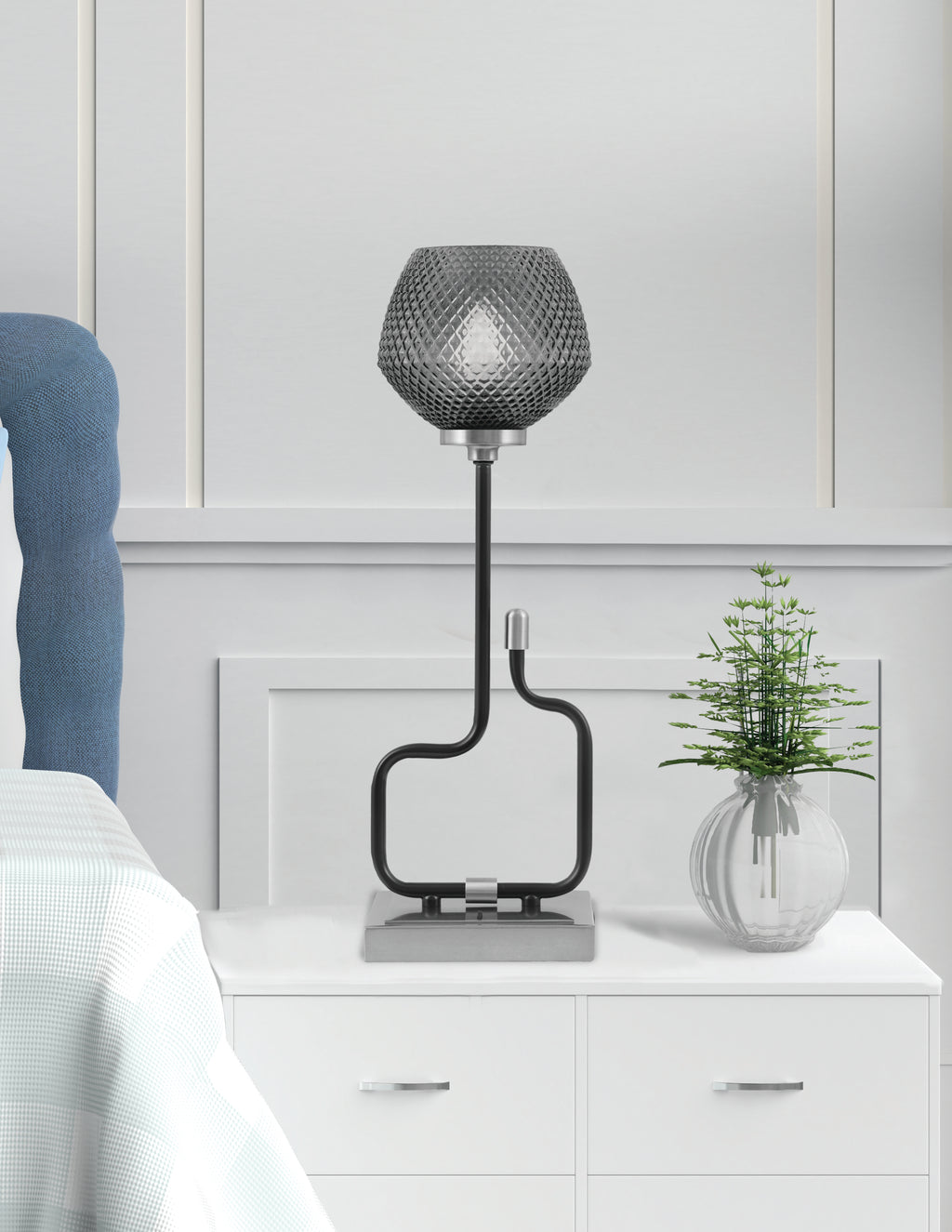 Sandia One Light Accent Lamp in Matte Black & Graphite with Smoke Textured Shade