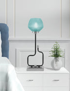 Sandia One Light Accent Lamp in Matte Black & Graphite with Turquoise Textured Shade