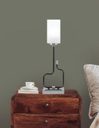 Sandia One Light Accent Lamp in Matte Black & Graphite with White Marble Shade