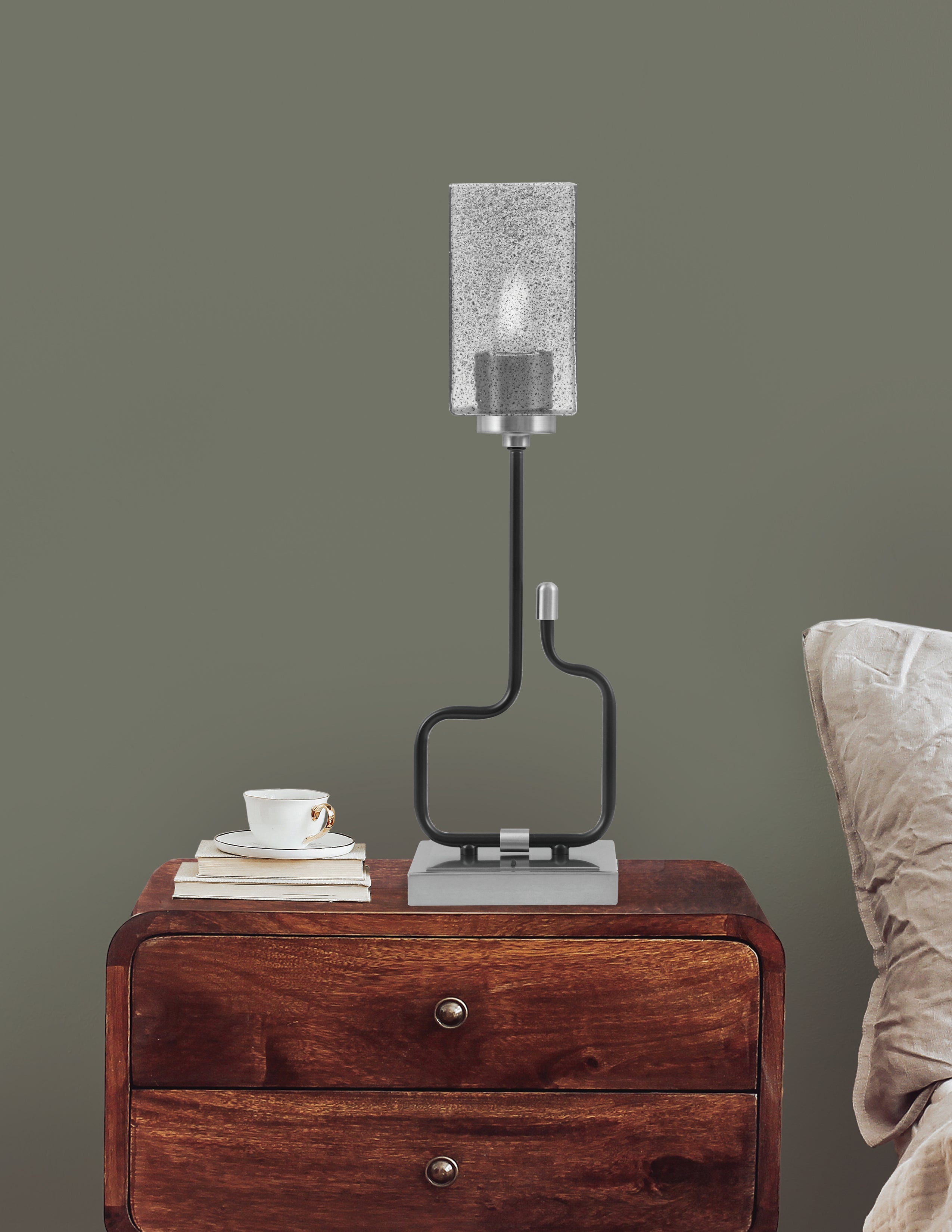 Sandia One Light Accent Lamp in Matte Black & Graphite with Smoke Bubble Shade