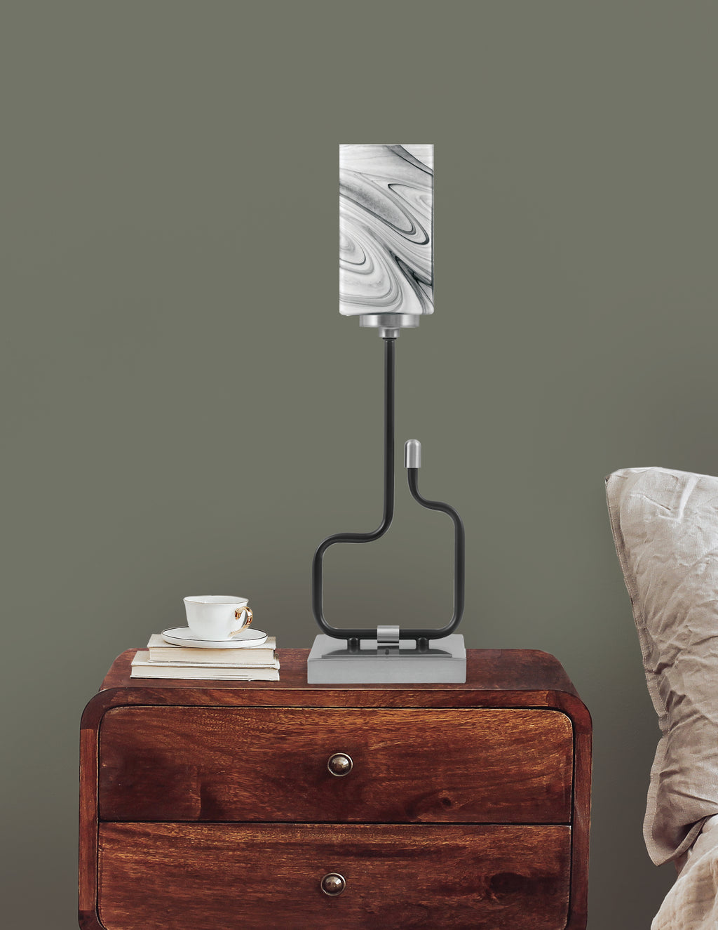 Sandia One Light Accent Lamp in Matte Black & Graphite with Onyx Swirl Shade