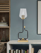 Sandia One Light Accent Lamp in Matte Black & New Age Brass with Clear Bubble Shade