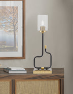 Sandia One Light Accent Lamp in Matte Black & New Age Brass with Clear Bubble Shade