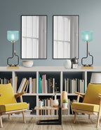 Sandia One Light Accent Lamp in Matte Black & New Age Brass with Turquoise Textured Shade