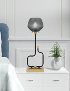 Sandia One Light Accent Lamp in Matte Black & New Age Brass with Smoke Textured Shade