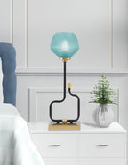 Sandia One Light Accent Lamp in Matte Black & New Age Brass with Turquoise Textured Shade