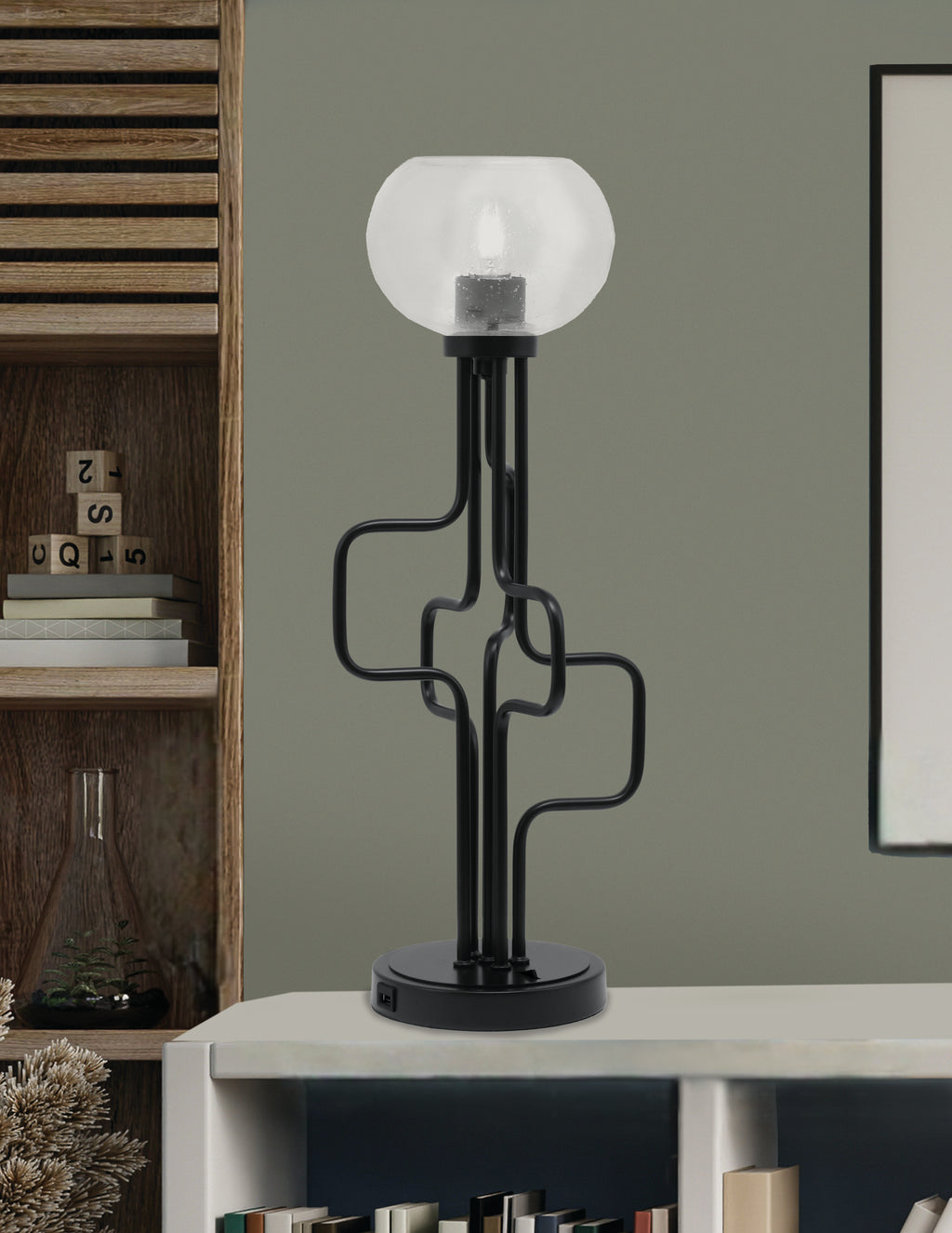 Sandia One Light Accent Lamp in Matte Black with Clear Bubble Shade