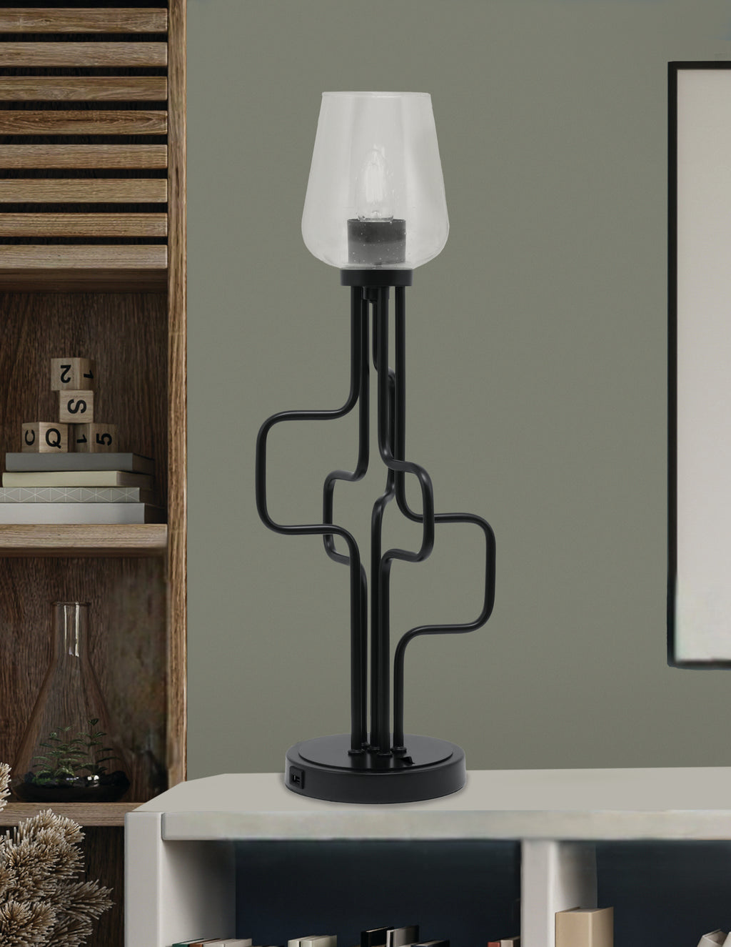 Sandia One Light Accent Lamp in Matte Black with Clear Bubble Shade