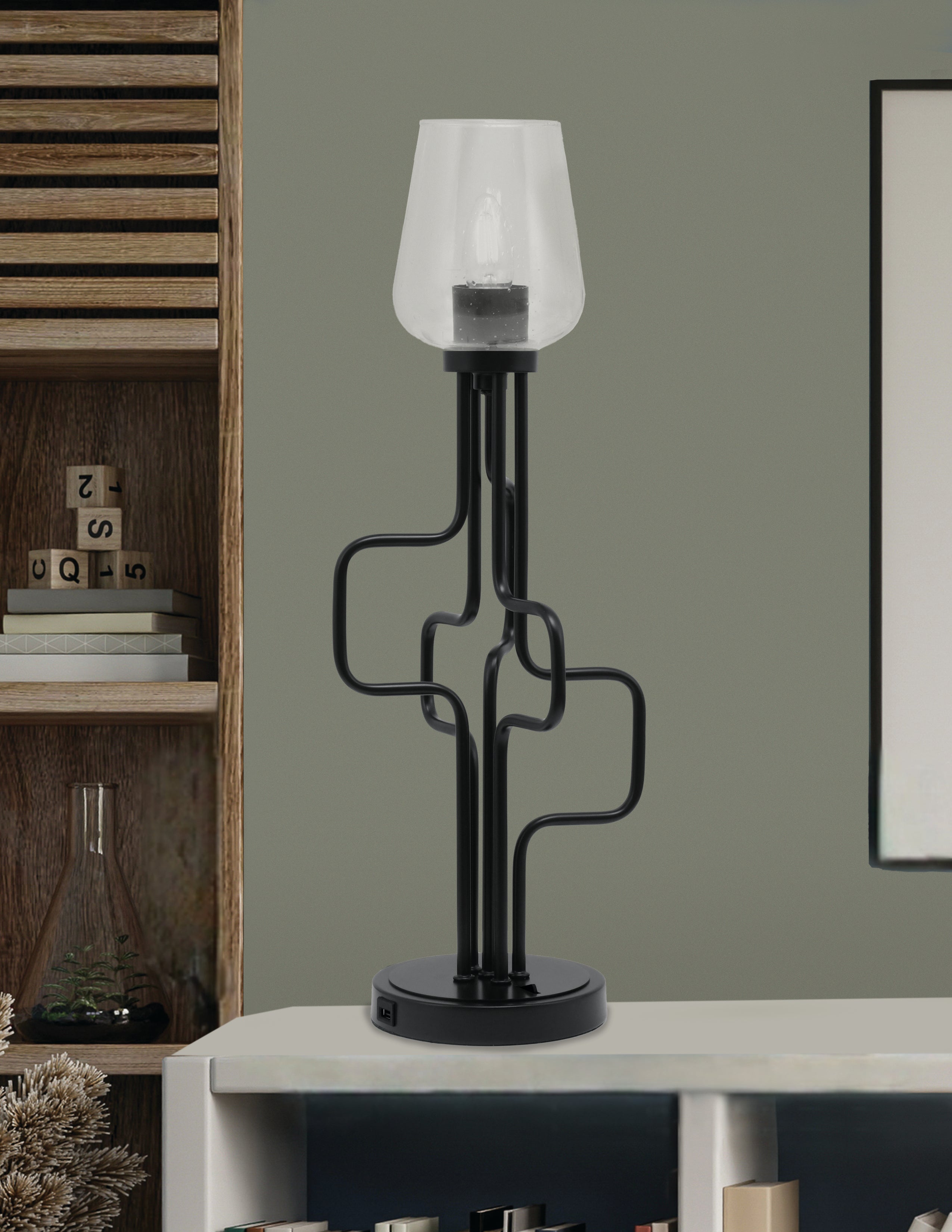 Sandia One Light Accent Lamp in Matte Black with Clear Bubble Shade