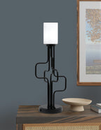 Sandia One Light Accent Lamp in Matte Black with White Marble Shade