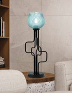 Sandia One Light Accent Lamp in Matte Black with Turquoise Textured Shade