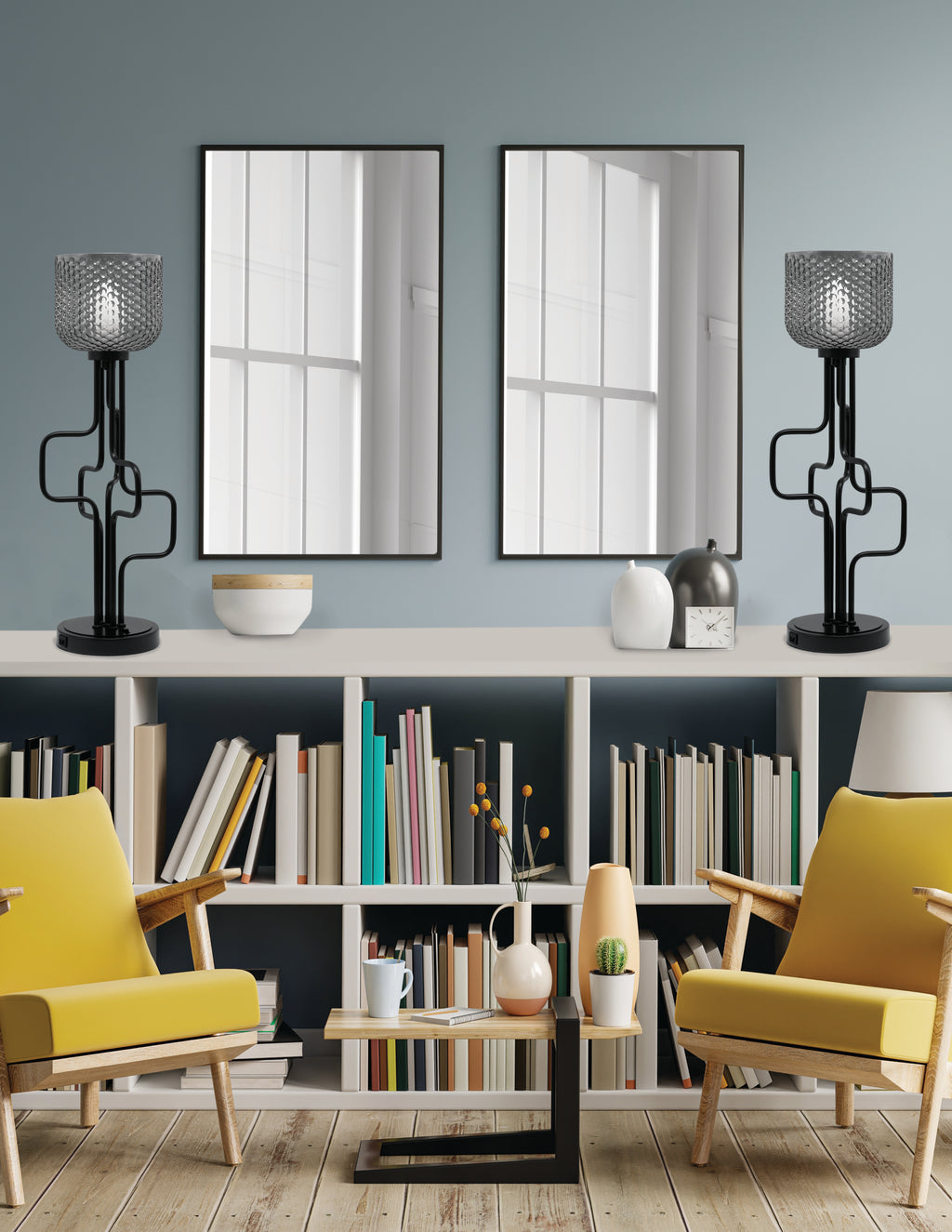 Sandia One Light Accent Lamp in Matte Black with Smoke Textured Shade